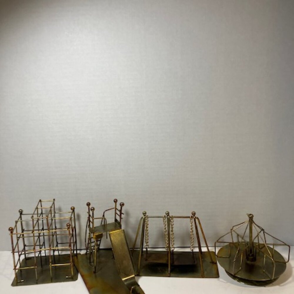 RARE 4 Piece Handcrafted Brass Playground Set Made for Six Flags Vintage - Picture 3 of 9